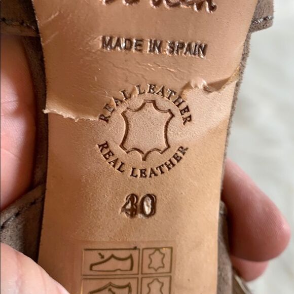 Boden Tan Suede Wood Platform Heels Sz 10 - Picture 5 of 7